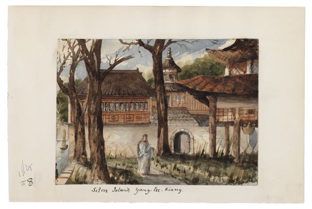 1853年焦山江面太平天国战事水彩